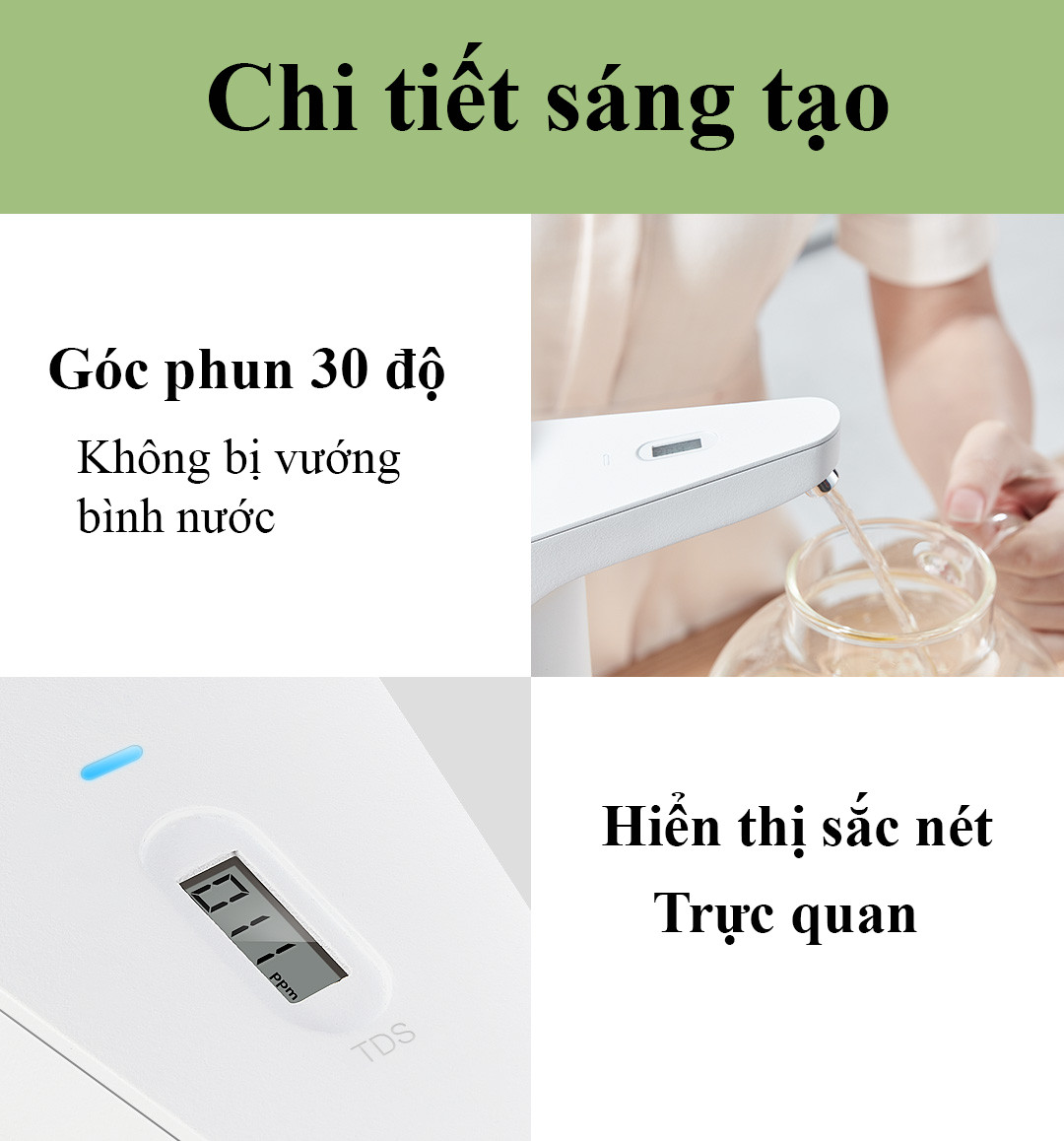 Máy phun nước tự động hiển thị độ tinh khiết nguồn nước cảm ứng chạm thông minh Hàng CHính Hãng