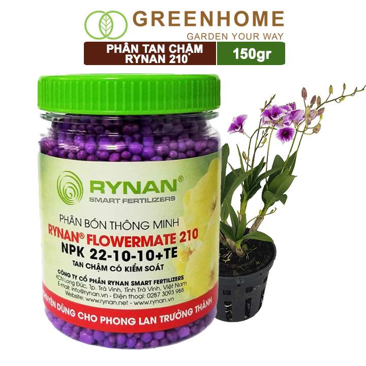 Phân tan chậm Rynan 210, chai 150gr, kích rễ, chồi, dùng cho phong lan trưởng thành |Greenhome