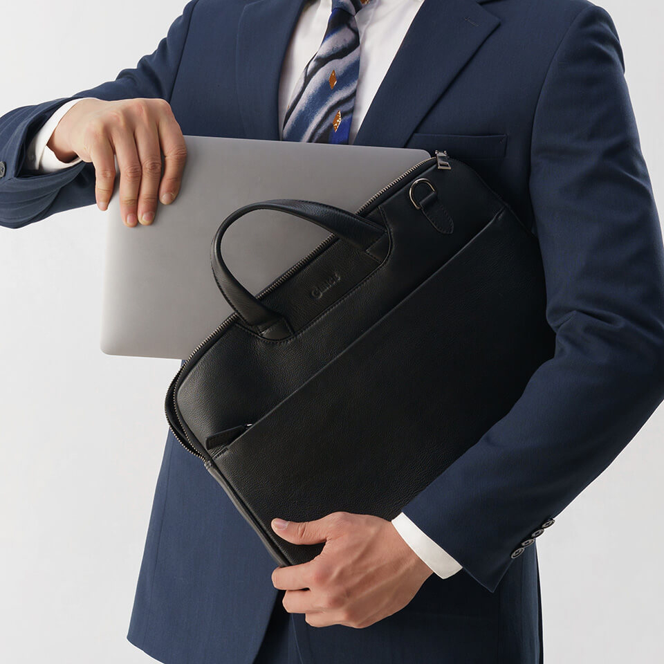 Túi Xách Đựng Laptop Cặp Da Nam GENCE CDT04 Chất Liệu Da Bò Cao Cấp Màu Đen