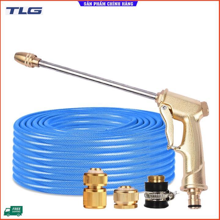 Rửa xe tưới cây Bộ dây và vòi xịt tăng áp lực nước 300% loại 25m cút đồng,nối đồng 206701-3