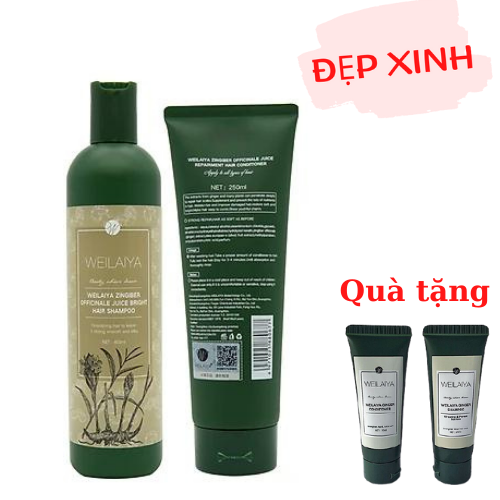 Bộ Dầu Gội Xả Hỗ Trợ Trị Rụng Tóc, Kích Thích Mọc Tóc Weilaiya Tinh Chất Gừng Hà Thủ Ô - Tặng Kèm Gội Mini Weilaiya Ngẫu Nhiên