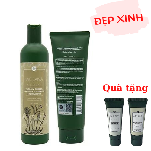 Bộ Dầu Gội Xả Hỗ Trợ Trị Rụng Tóc, Kích Thích Mọc Tóc Weilaiya Tinh Chất Gừng Hà Thủ Ô -  Tặng Kèm Gội (Xả) Mini Weilaiya Ngẫu Nhiên