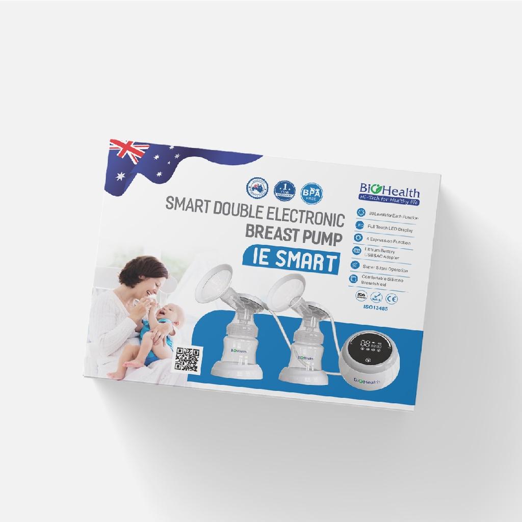 Máy hút sữa điện đôi BioHealth IE Smart 30 cấp độ hoạt động hút êm ái &amp; có đèn LED cảm biến | BH 1 năm