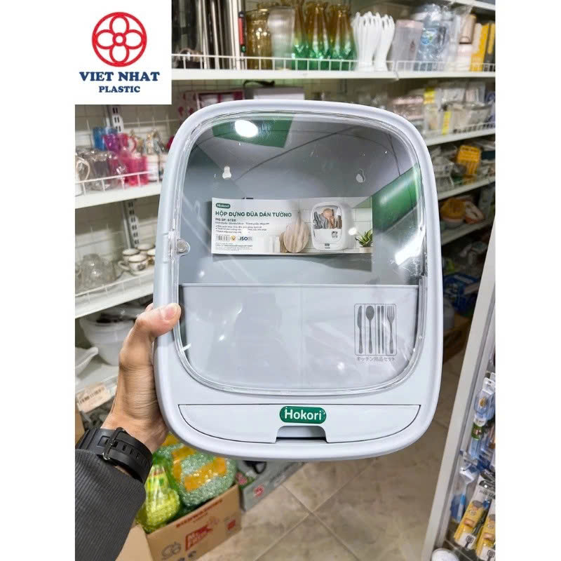 Hộp Đựng Đũa Thìa Dán Tường Bốn Ngăn Tiện Dụng Có Nắp Đậy, Dán Tường Siêu Chắc Chắn - Hàng Việt Nam - Giao Mầu Ngẫu Nhiên