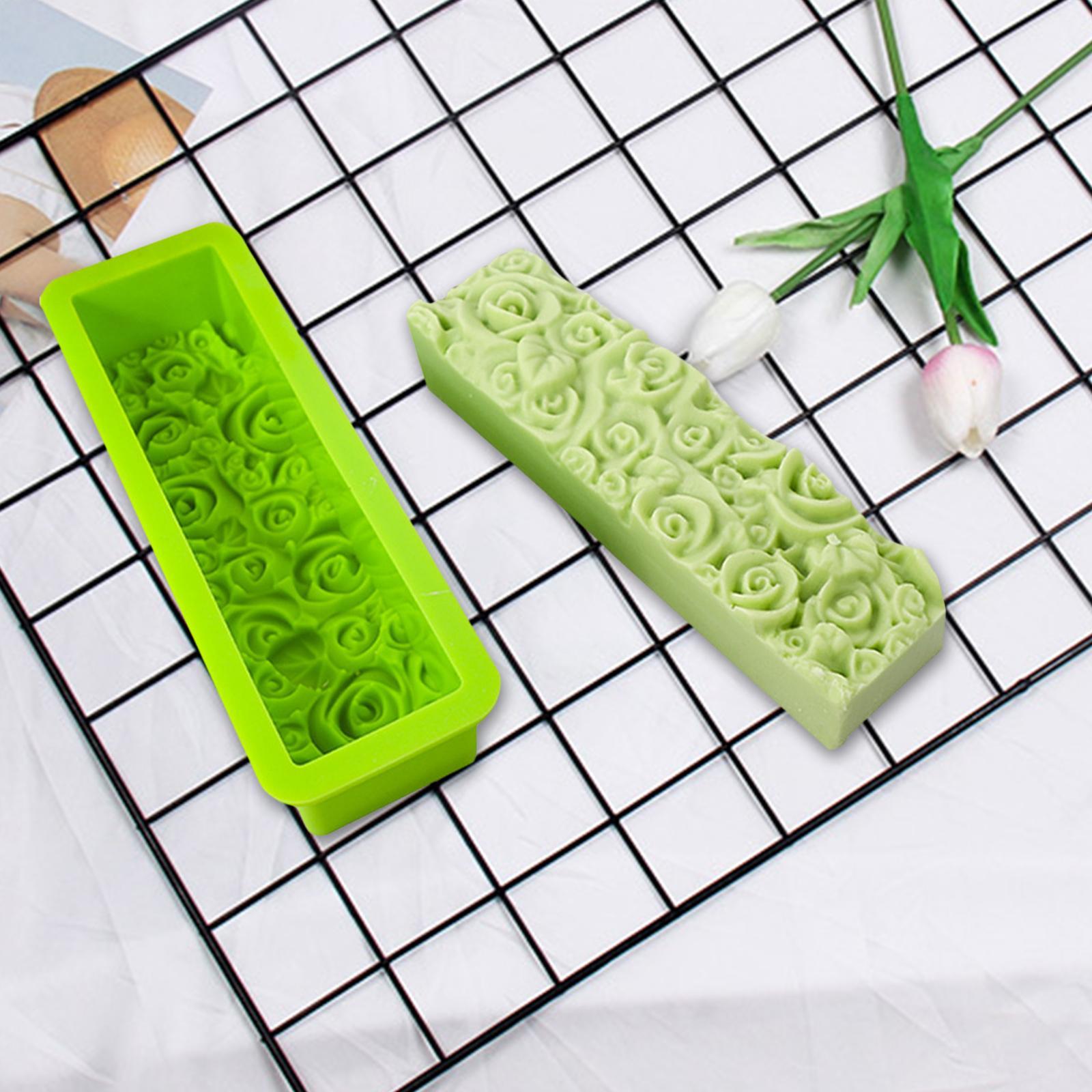 Rose Flower Silicone Loaf Soap  Rectangular Embossed Mould DIY