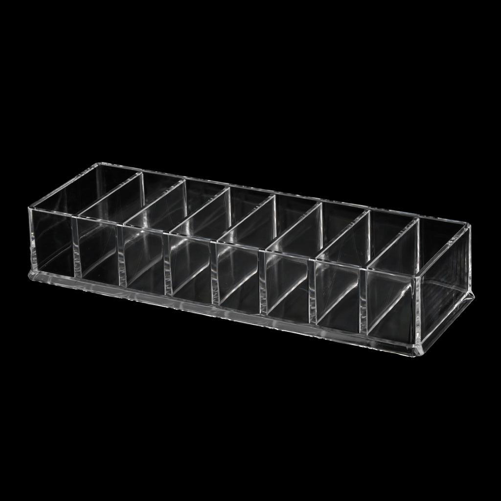 8 Slots Clear Makeup Cosmetic Display Storage Box Tabletop Desk Organizer