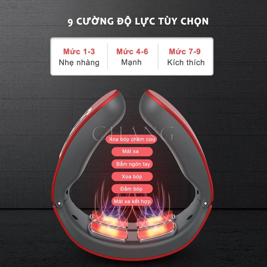 Máy Massage Cổ Vai Gáy Cao Cấp Có Chườm Nóng 42 Độ C - 6 Đầu Tiếp Xúc, 6 Chế Độ Mat Xa, 9 Cường Độ