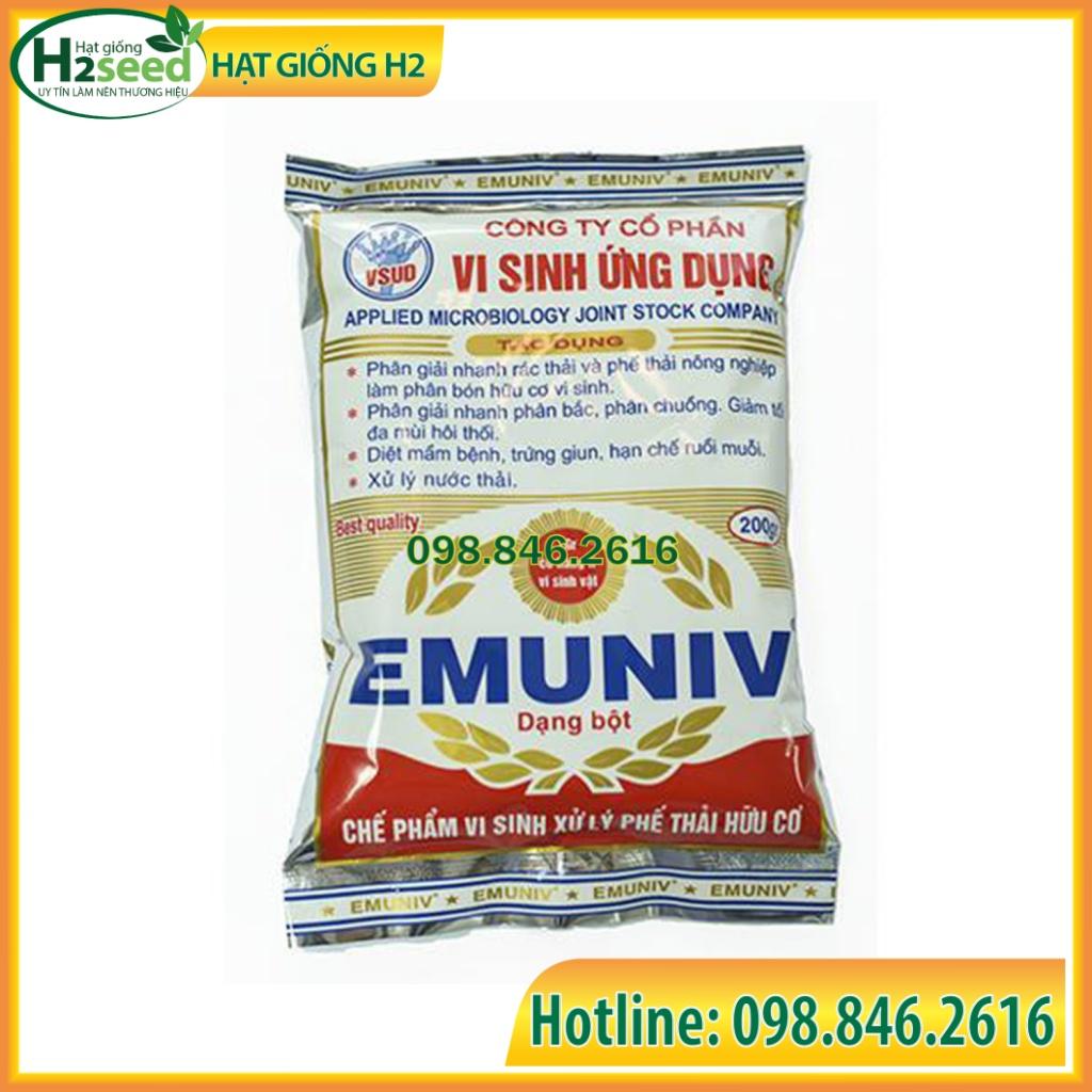 Gói 200g Chế phẩm vi sinh EM EMUNIV dùng ủ phân cá siêu nhanh, hiệu quả - Hạt giống H2 seeds