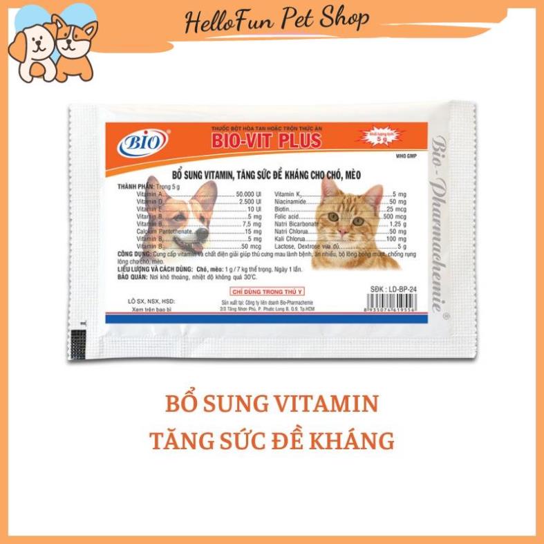 Vitamin dành cho chó mèo Bio-Vit Plus 5gr (Bổ sung Vitamin và tăng sức đề kháng cho thú cưng)