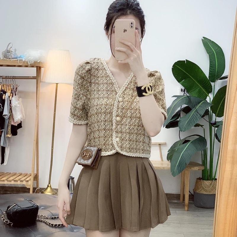 Áo Dạ Tweed Tay Cộc Viền Thừng, Áo Dạ Dáng Ngắn Siêu Xinh Có Ảnh Thật Kèm Video