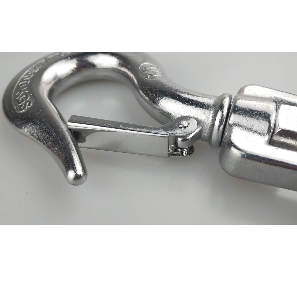 Móc tời xoay 360° có cùm để nâng/kéo/dỡ hàng hóa, thép không gỉ 304 có chốt, SWL:350KG