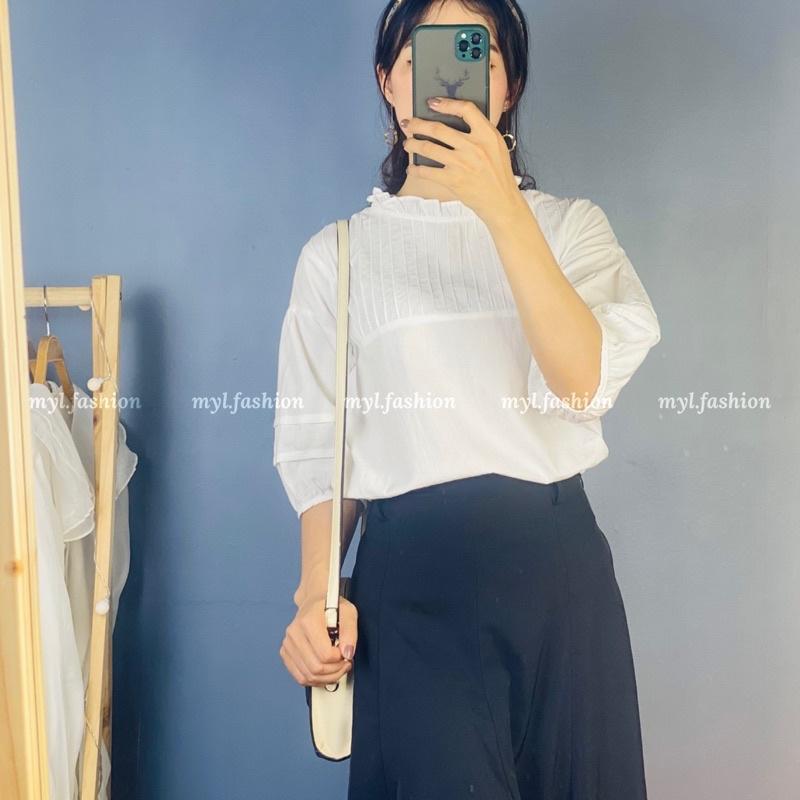 Áo cộc babydoll phom rộng xếp ly ngực - myl.fashion