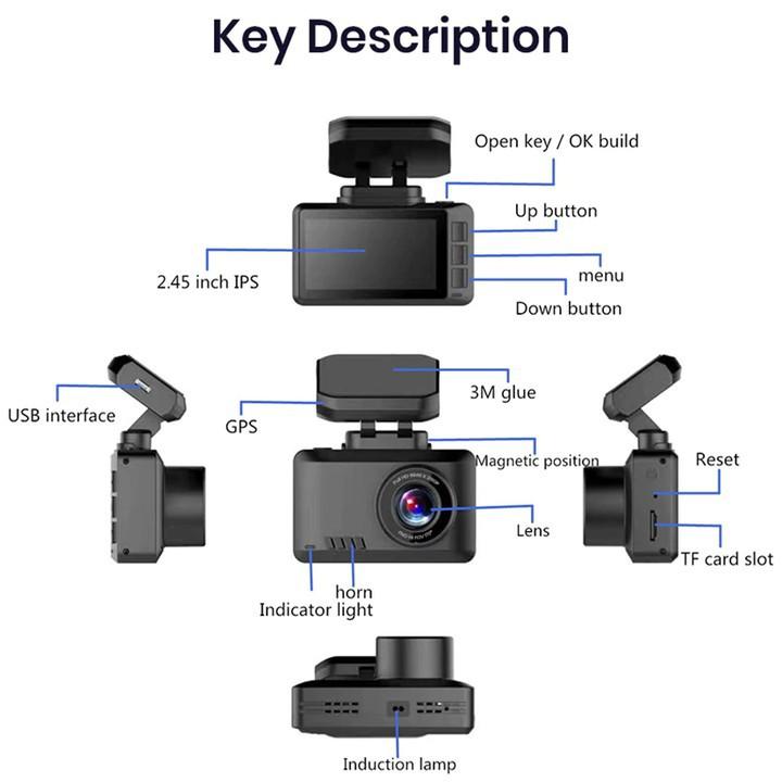 Camera hành trình ô tô thương hiệu cao cấp Phisung 4K, Wifi, 2.45 inch - Mã: G3 - Hàng Nhập Khẩu