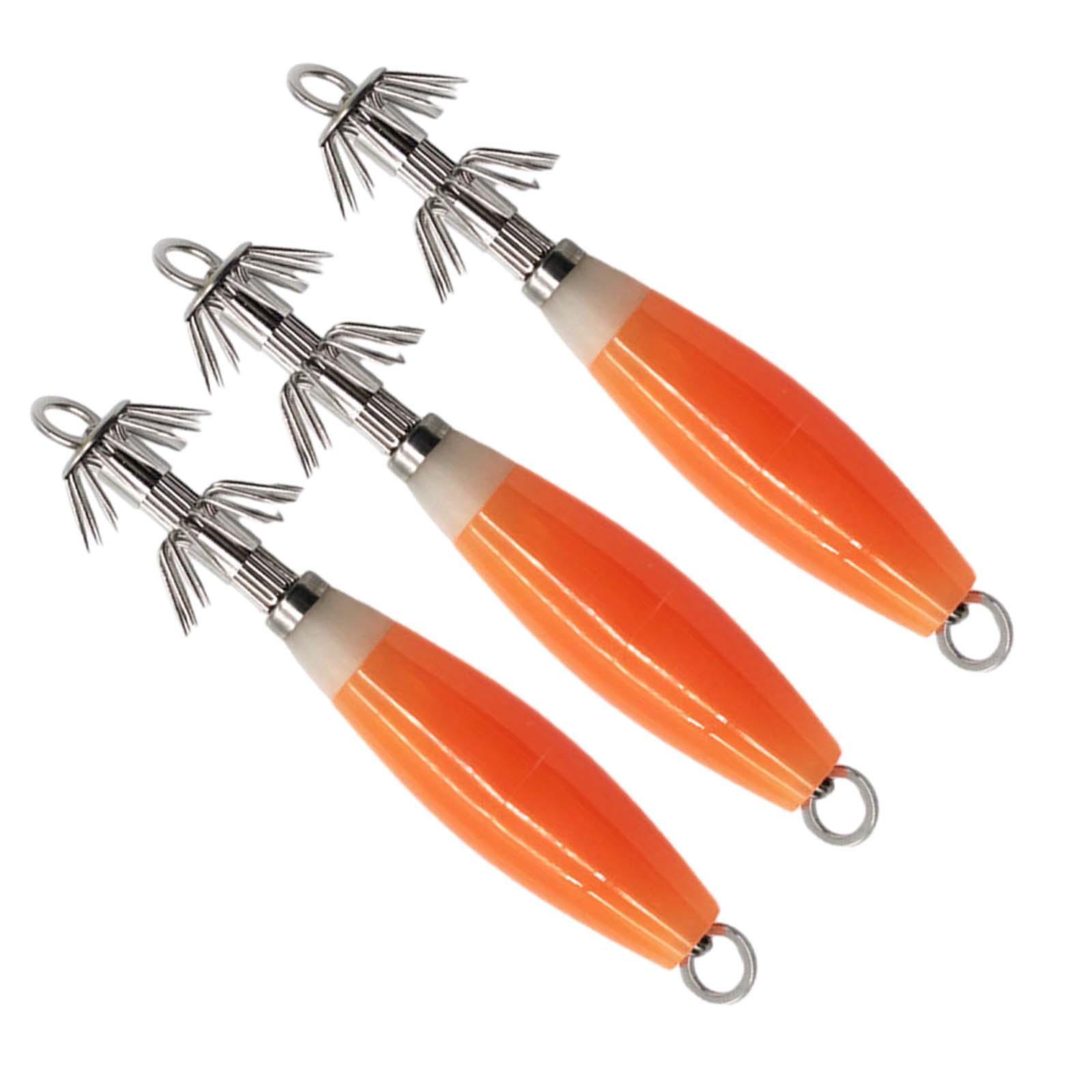 3 Pieces Luminous Squid Jig Hooks Freshwater Saltwater Fluorescent Squid Lures 12cm Glow in The Dark