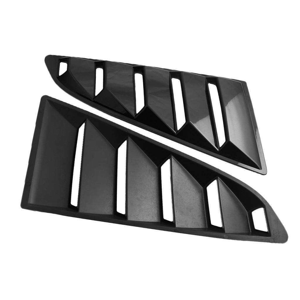 Pair Car Side Window Louver Cover 1/4 Scoop For Ford Mustang 2015-2017 Black