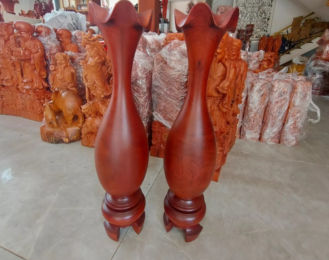 Lục bình gỗ phong thuỷ - Cặp Lục bình gỗ lim nguyên khối siêu đẹp cao40- 50cm siêu chất