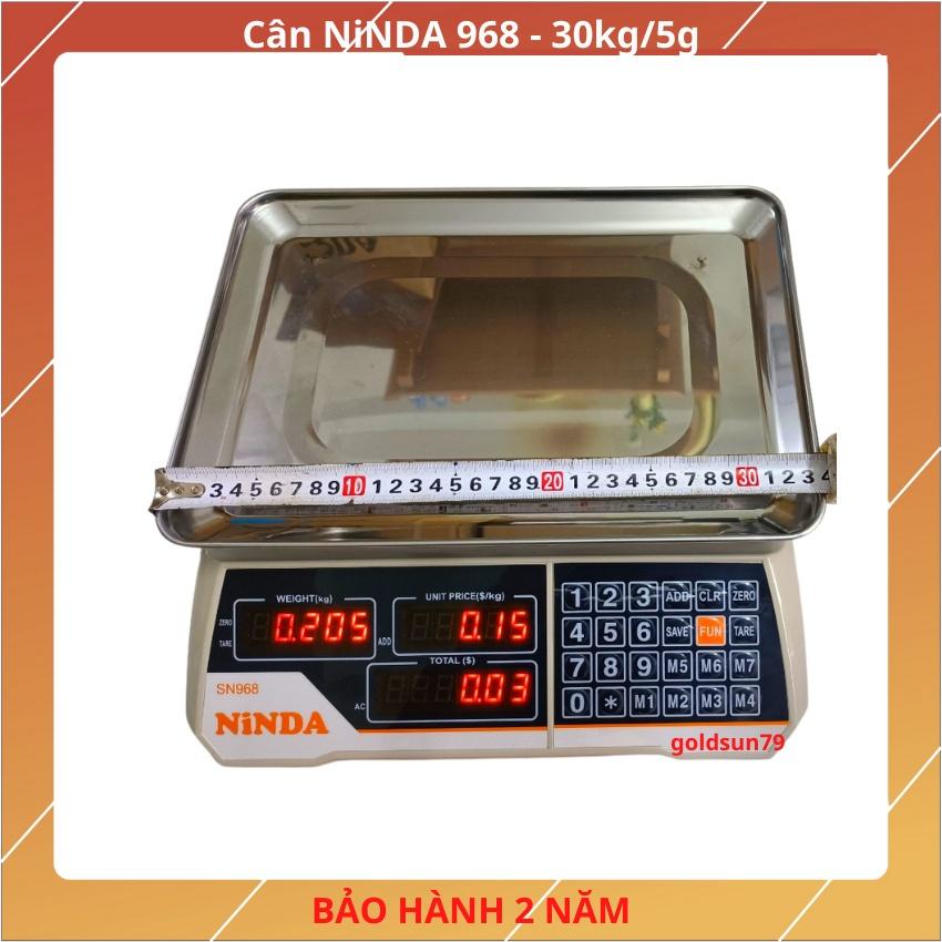 cân điện tử  tính tiền NiNDA 968 ( 30Kg/5g ) mặt cân được làm bằng inox sáng bóng ( bảo hành 24 tháng )