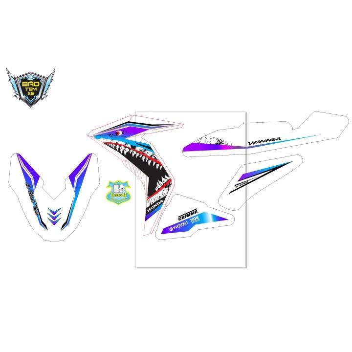 Tem rời dán xe winner cá mập dán xe trắng