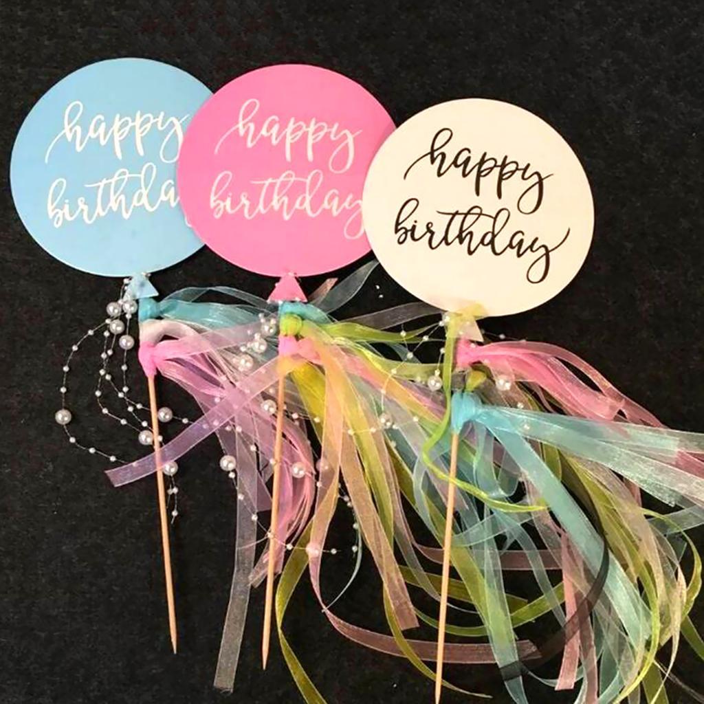 Cake Topper Insert Card Sticks Birthday Party Cake Centerpieces Decor
