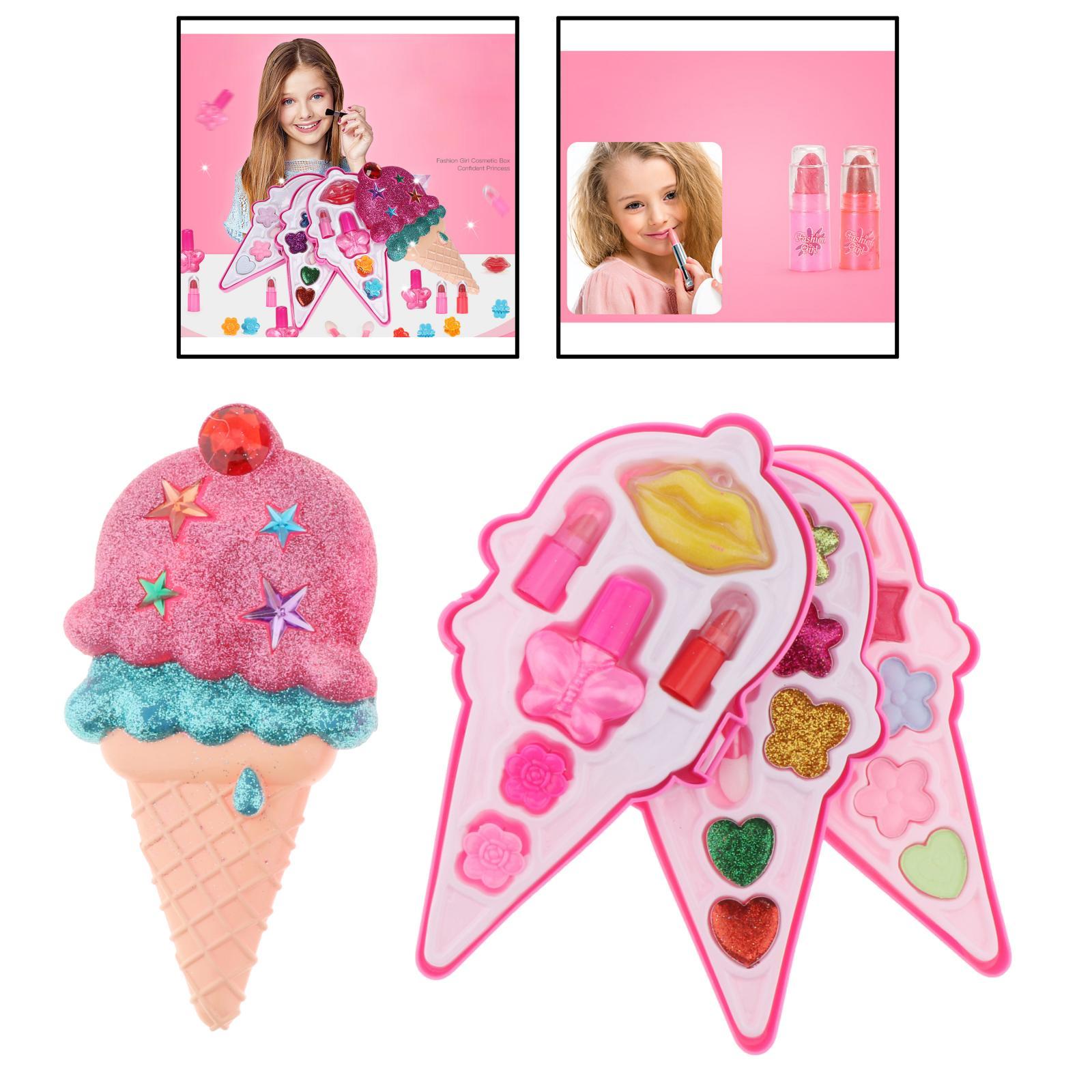 Ice Cream MakeUp Compact Case For Girls Kids Cosmetic Set double deck