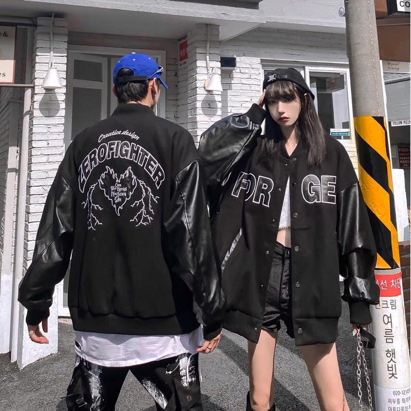 ️HÀNG HOTÁo khoác varsity kaki FOR GET phối tay da HOT 2022