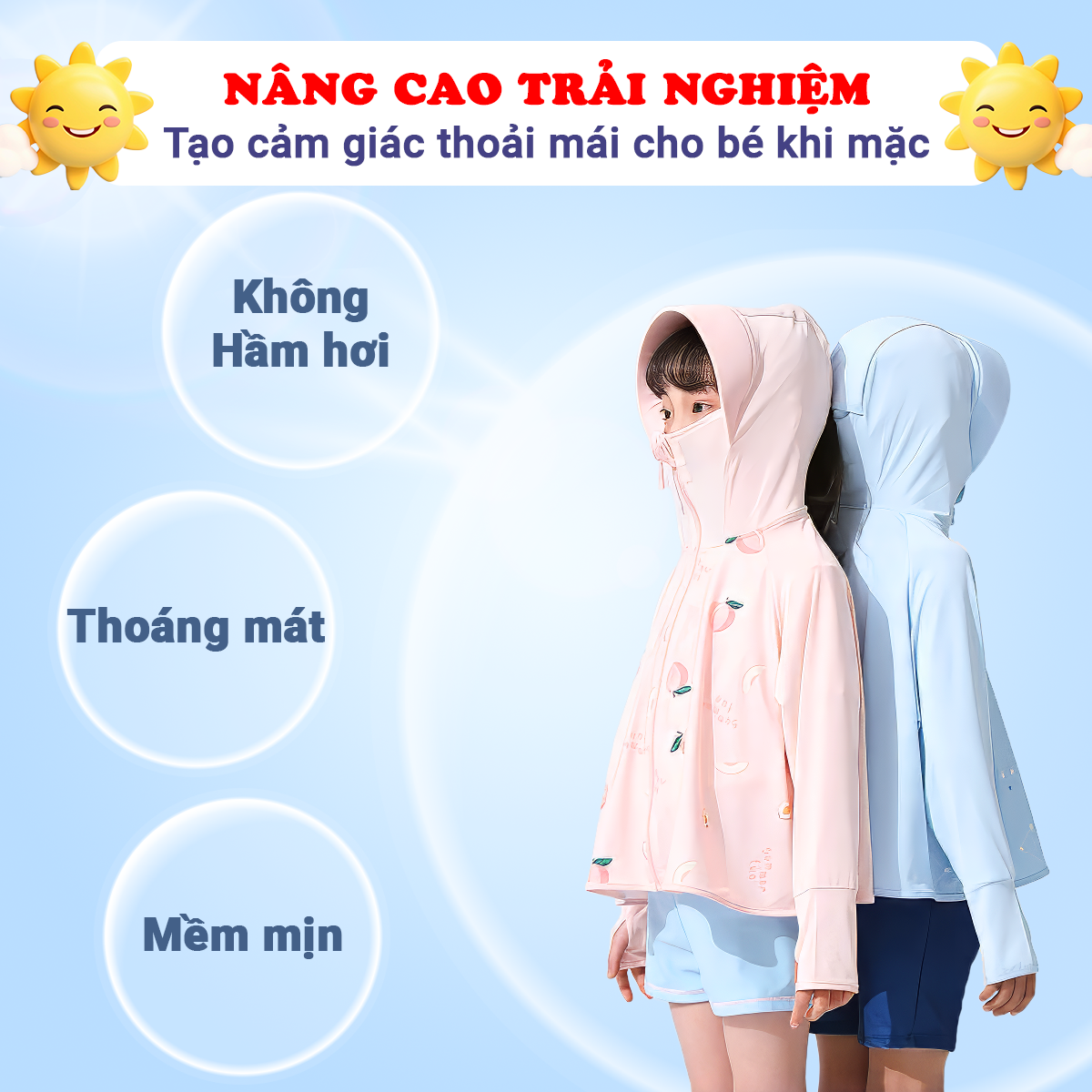 Áo chống nắng cho bé 2-12 tuổi thoáng mát nhiều họa tiết đáng yêu Baby-S, Áo khoác chống nắng cho bé có mũ che cao cấp - SAK024