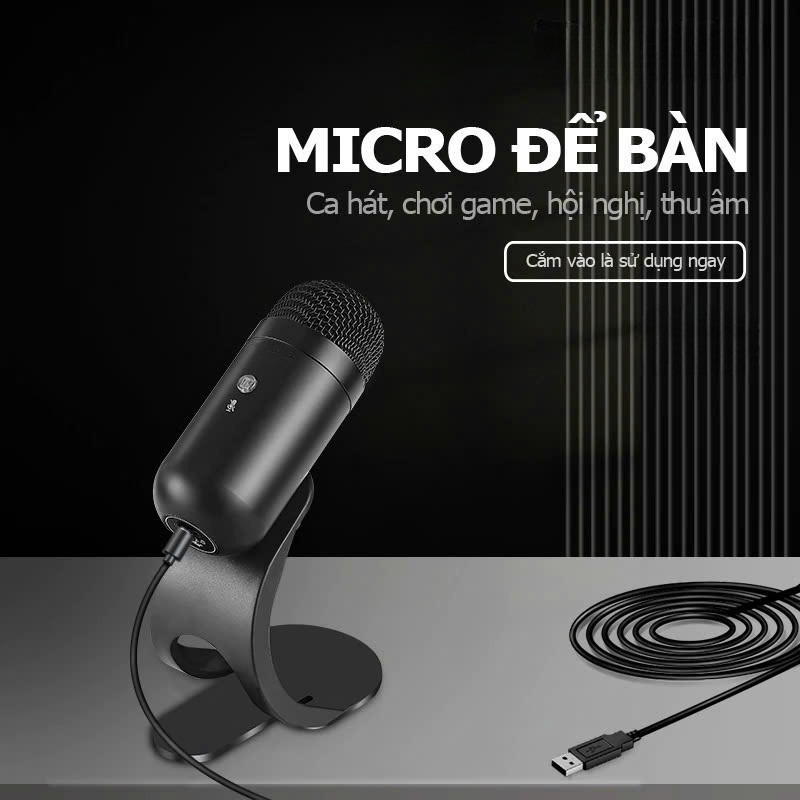 Micro USB Mini Mic Thu Âm Podcast Livestream Radio Microphone Phòng Thu Studio Karaoke SoloCast Cắm Máy Tính Bàn Laptop Chat Voice Học Online Chơi – Hàng Nhập Khẩu