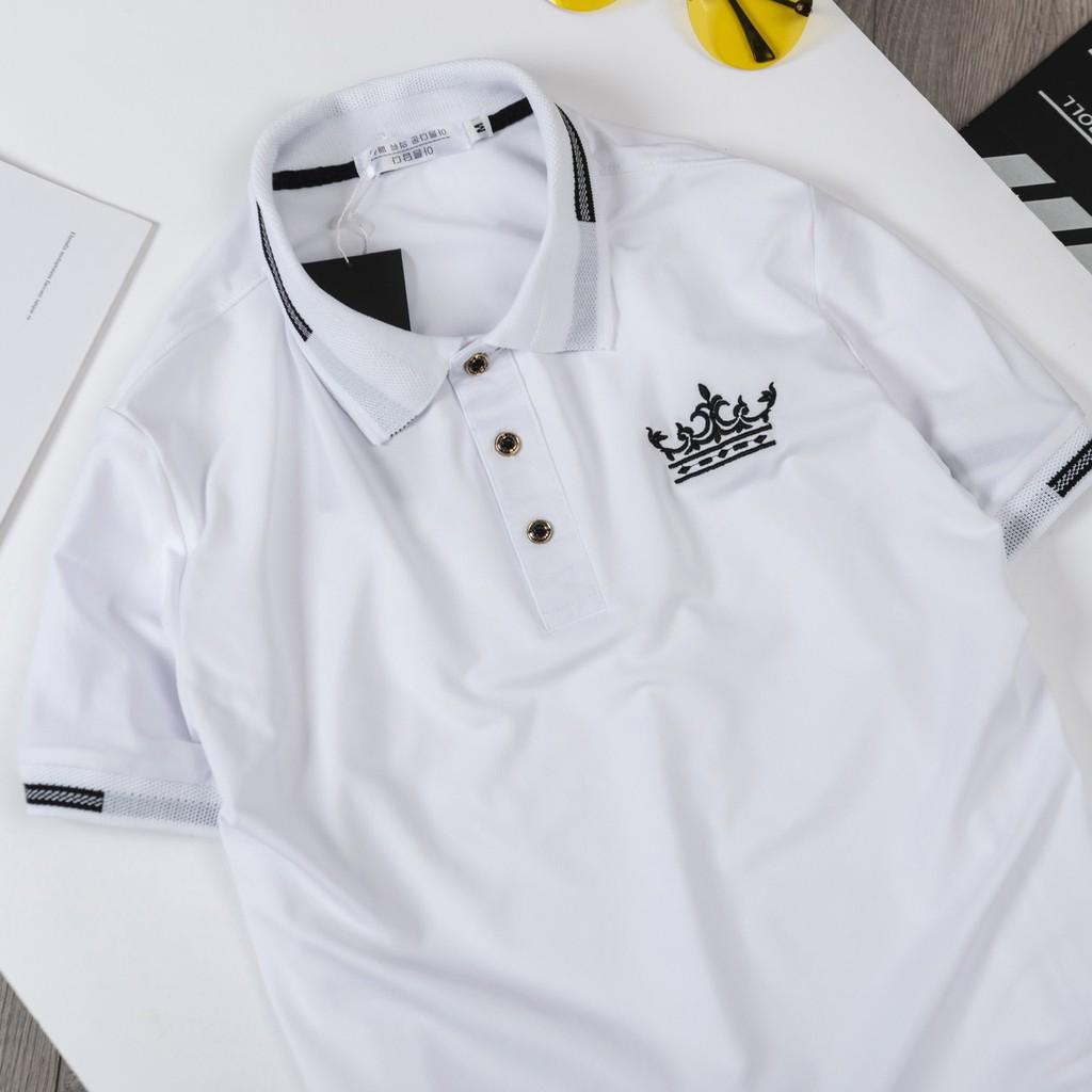 Áo Thun Nam Thêu Họa Tiết Vương Miện, Áo Polo Cổ Bẻ Chất Cá Sấu Siêu Đẹp, Hàng Chuẩn Store Xịn XEKOTINO