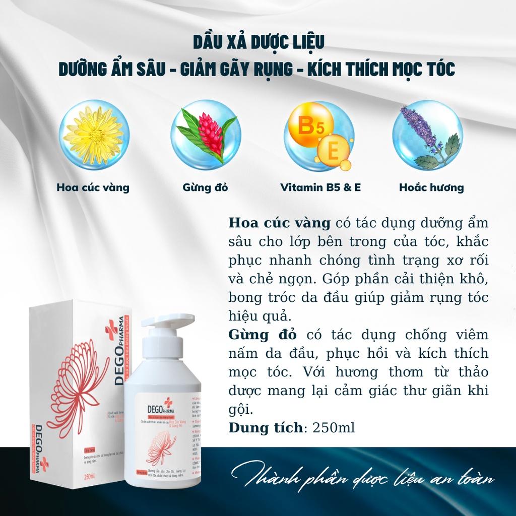 Combo Dầu Gội Xả Gừng Đỏ DEGO PHARMA 250ml - Giảm Rụng Tóc & Giúp Tóc Suôn Mượt