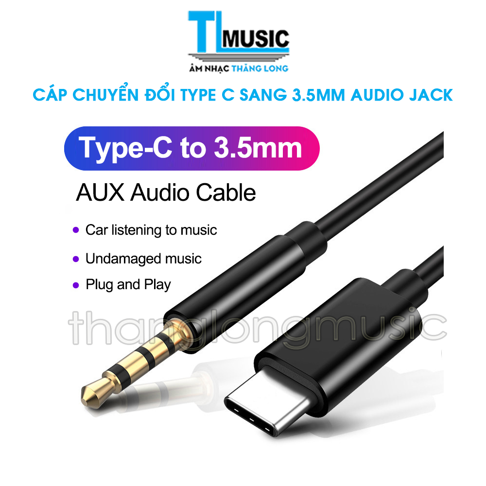 Dây Cáp Âm Thanh Chuyển Đổi Type C Sang Jack 3.5mm Aux Chất Liệu TPE Mềm Dài 2M