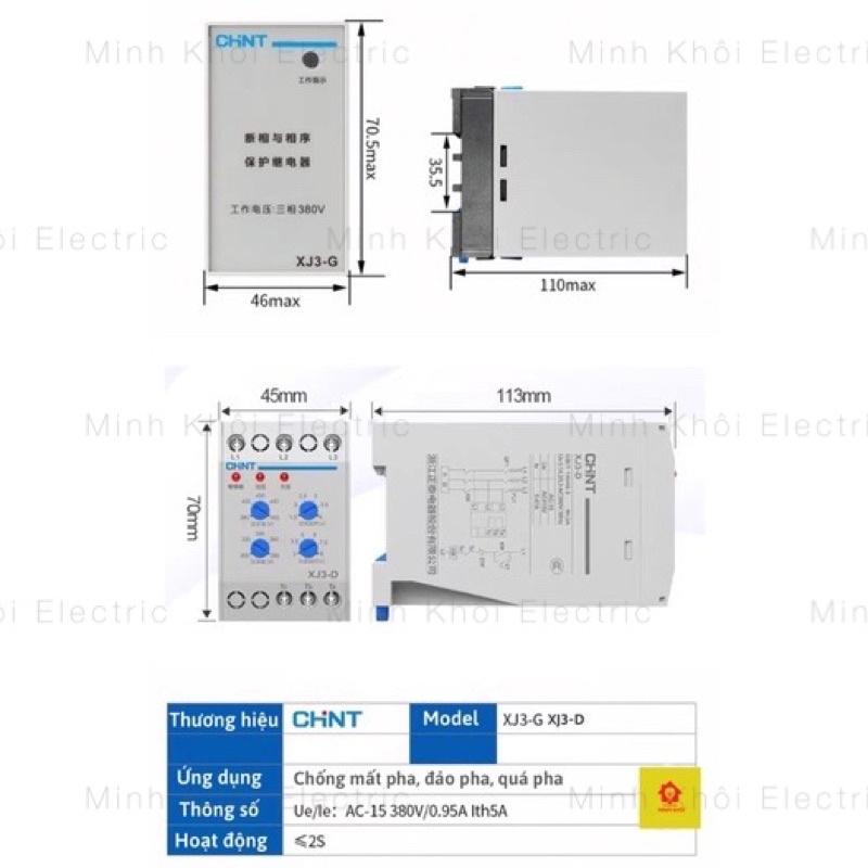 Rơ Le Bảo Vệ Mất Pha Chint XJ3-G, bộ bảo vệ điện áp chống mất pha chint