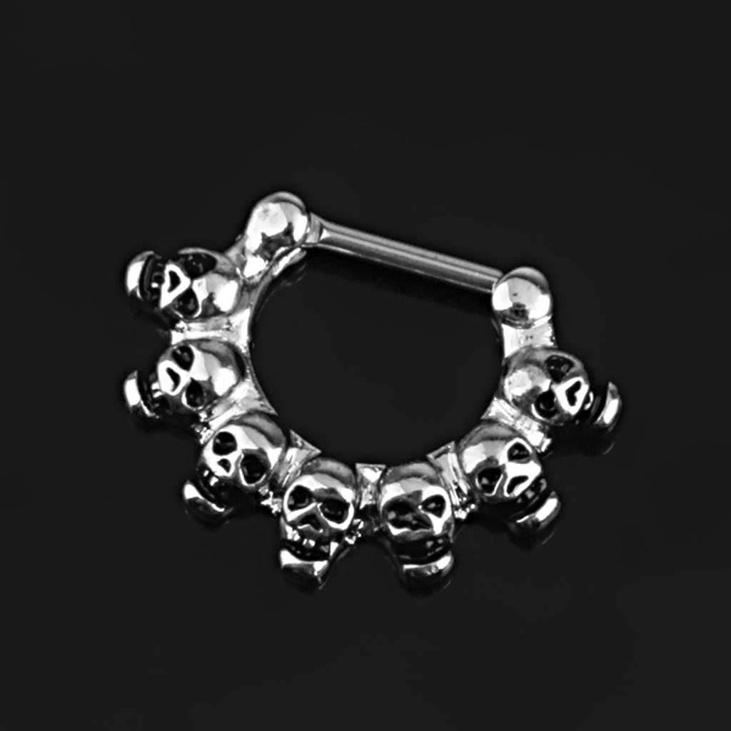 16 Gauge Silver Skull Nose Septum Clicker Nipple Rings Body Piercing Jewelry