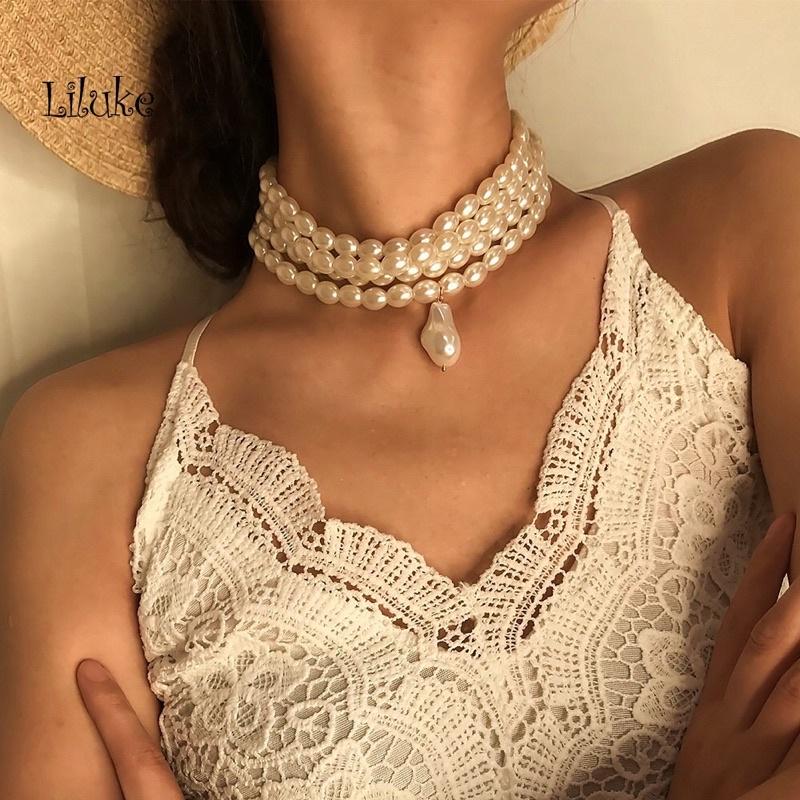 Chuỗi Choker Đeo Cổ Hạt Gạo Ngọc Trai Nước Ngọt 8 Ly Hạt Dài - Trường Thịnh Ngọc Trai