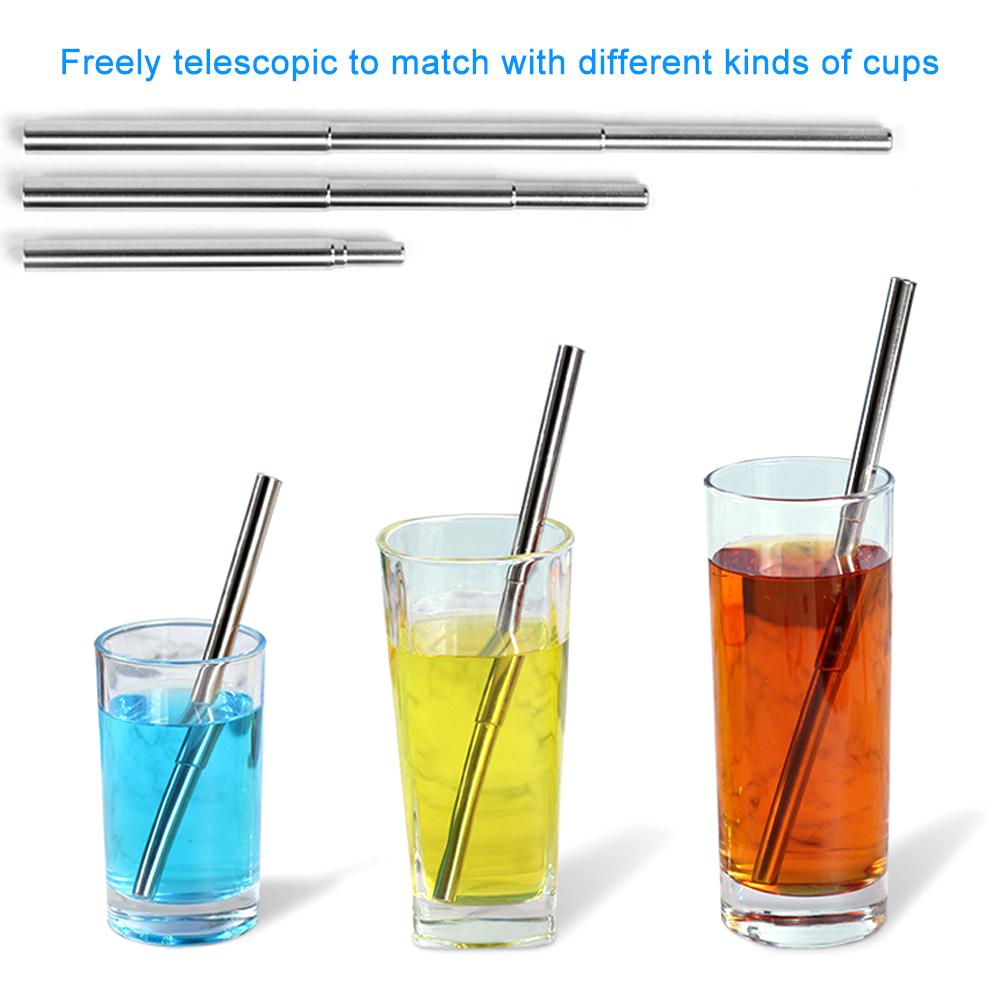 Ống hút bằng thép không gỉ có thể thu gọn kèm bàn chải làm sạch