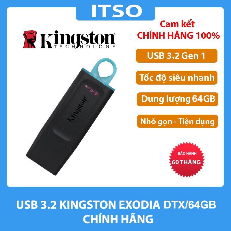 USB Kingston 64GB DataTraveler Exodia(DTX/64GB) - Hàng chính hãng