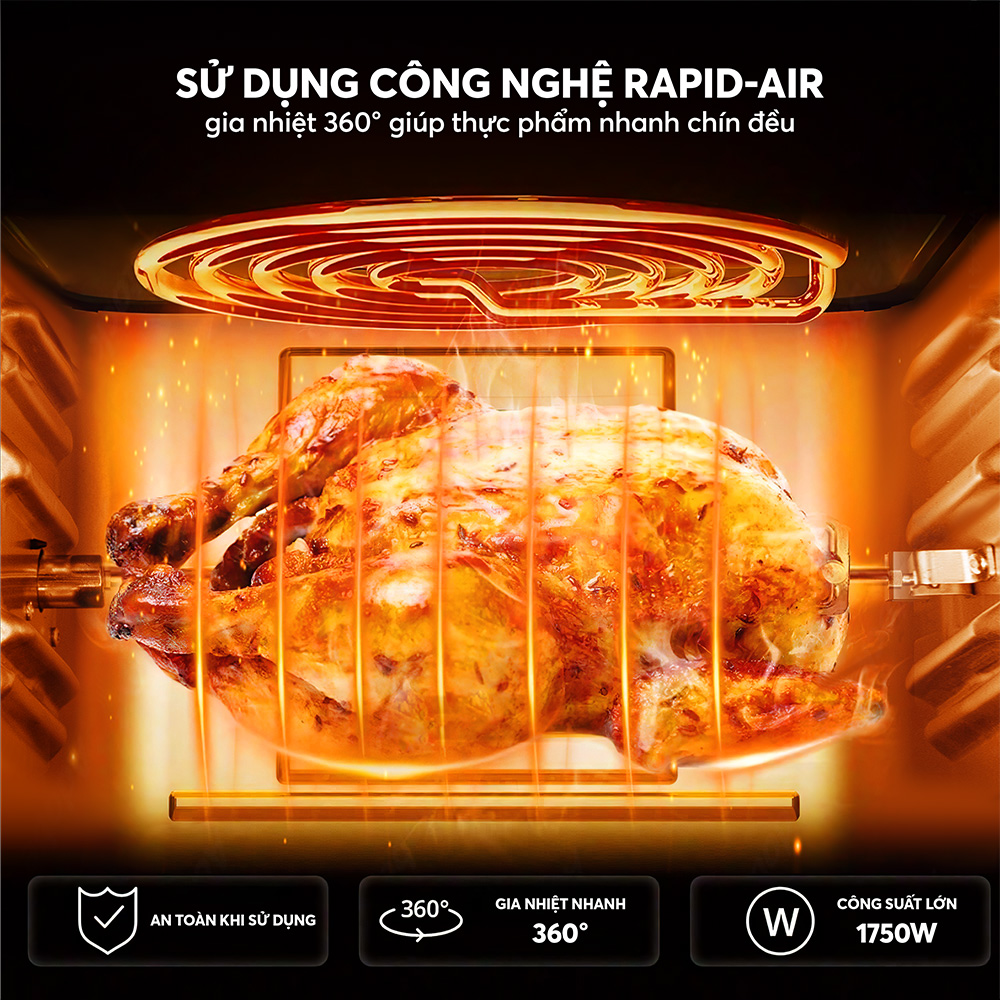 Lò chiên không dầu Elmich AFE-9158 dung tích 12l HÀNG CHÍNH HÃNG