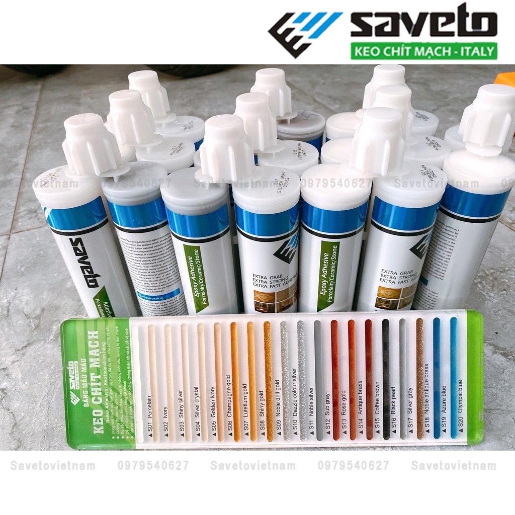 Bảng Màu Keo Chít Mạch Saveto - Keo chà ron Saveto epoxy 2 thành phần