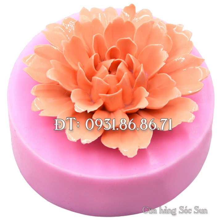 Khuôn silicon hoa mẫu đơn tầng loại 11 cm - Mã số 1353