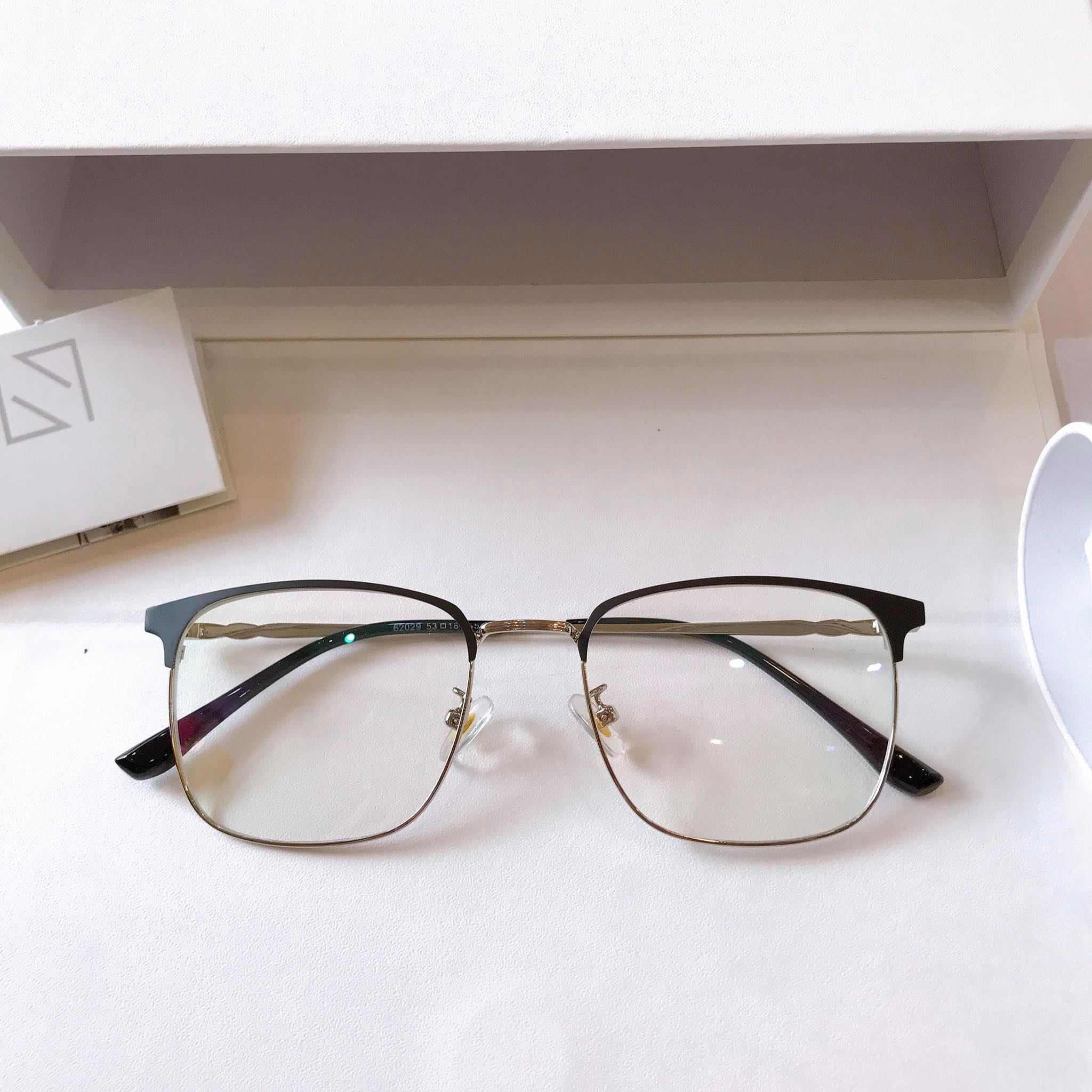 Gọng Kính cận, Kính giả cận Kim loại Mắt vuông unisex cao cấp  - KL029
