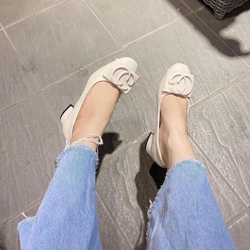 GIÀY CAO GÓT DA MỊN KHUY GG MŨI TRÒN - 3P