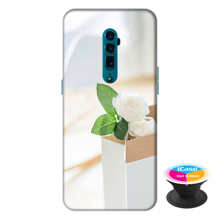 Ốp lưng điện thoại Oppo Reno 10X Zoom hình Chậu hoa Cúc Trắng tặng kèm giá đỡ điện thoại iCase xinh xắn - Hàng chính hãng