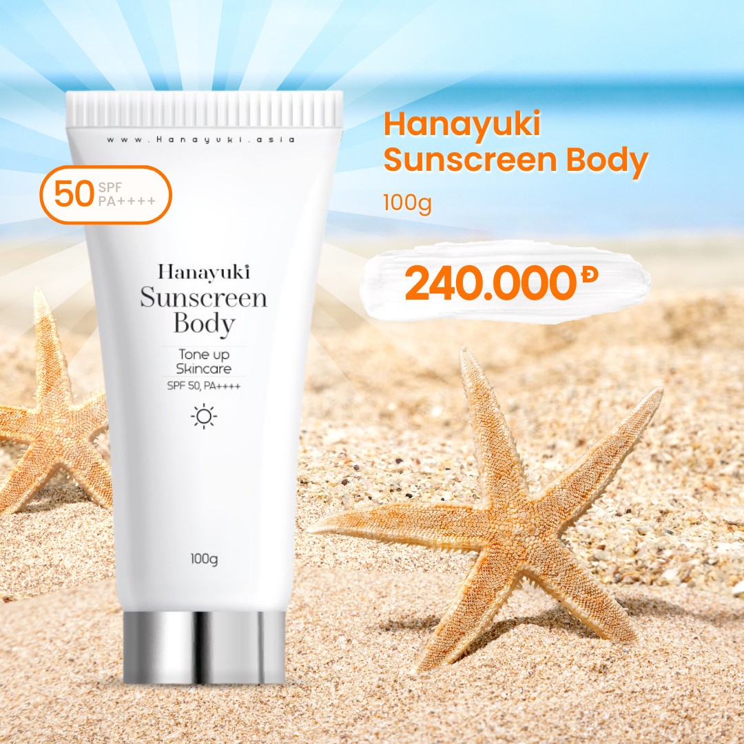 Kem Chống Nắng Hanayuki Sunscreen Body Nâng Tông Dưỡng Trắng SPF 50+/PA++++ ( Hanayuki Chính Hãng 100g )