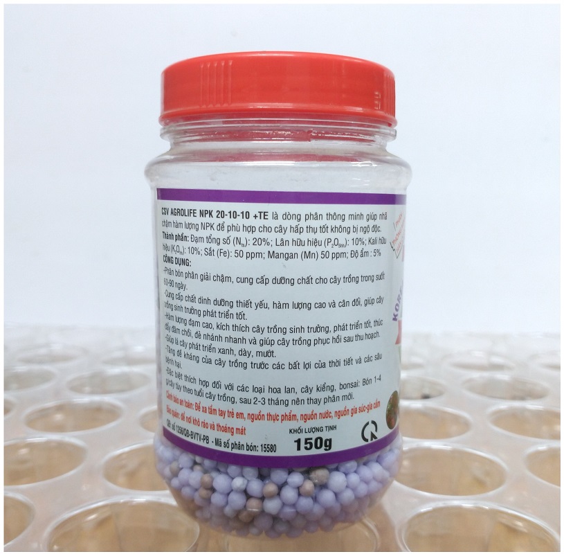 PHÂN THÔNG MINH HÀN QUỐC NPK 20-10-10 + TE KOREAN SMART FERTILIZER-F 1, Lọ 150g
