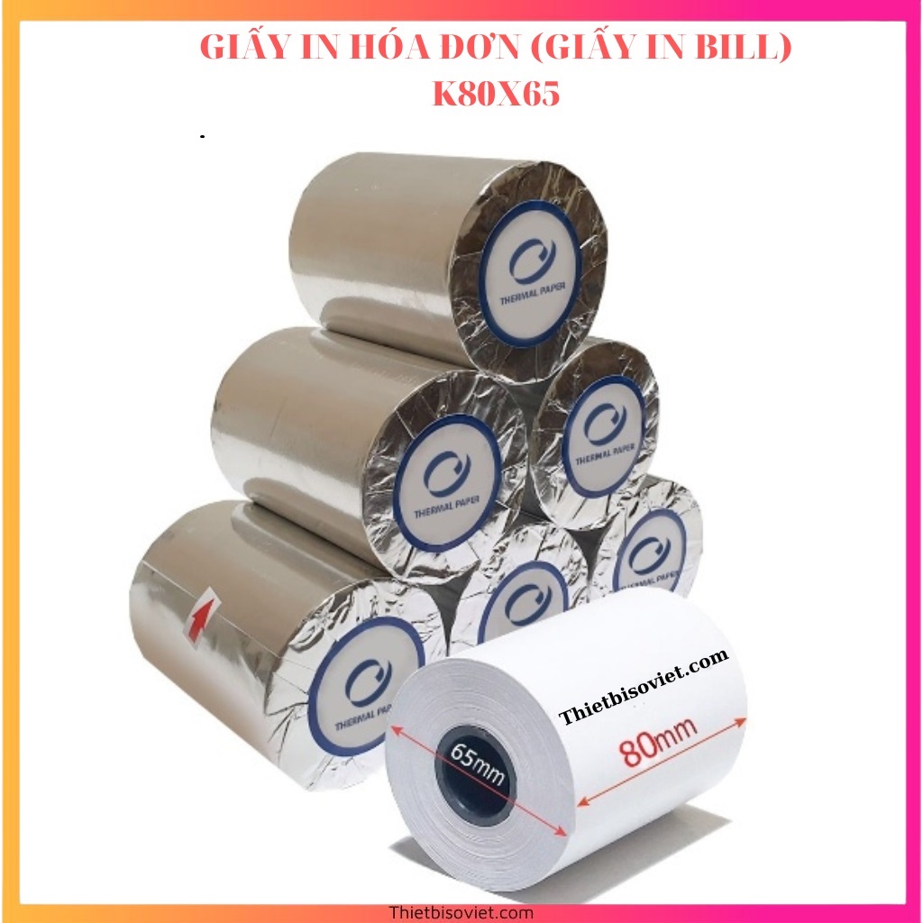 COMBO 10 CUỘN GIẤY IN NHIỆT K80X65MM