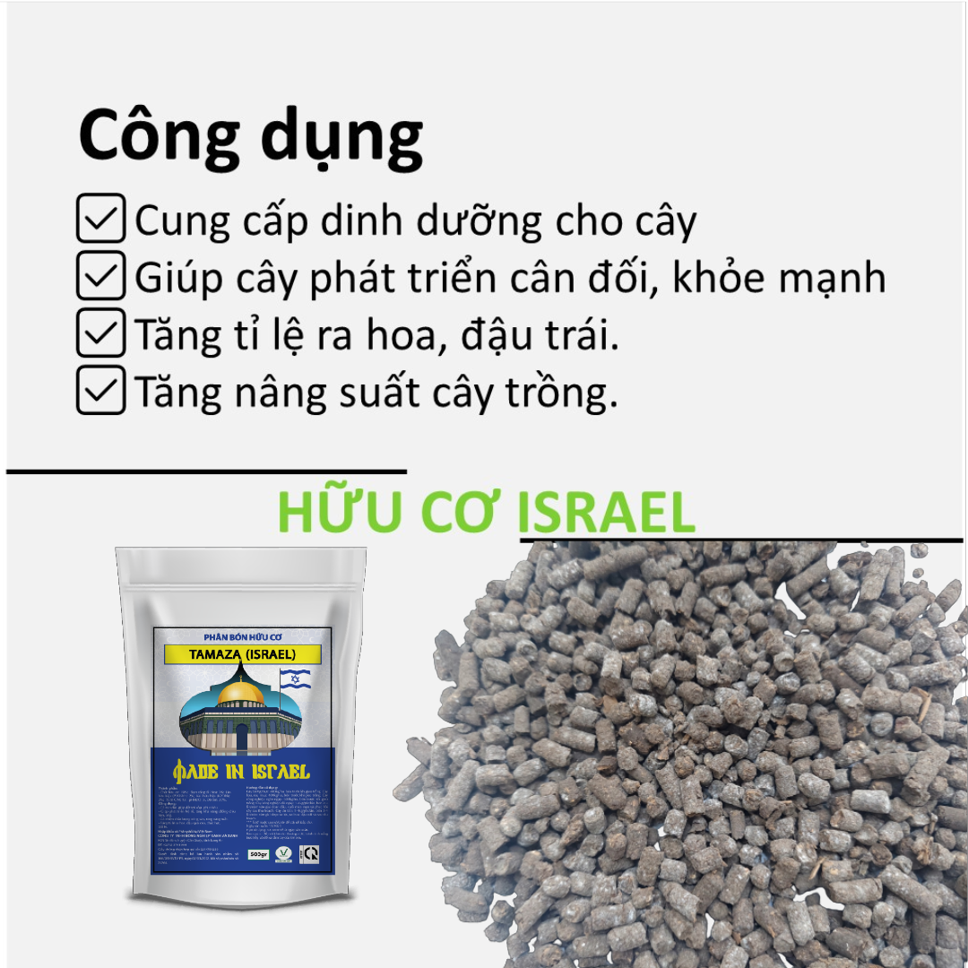 Phân bón hữu cơ Israel - Nhập khẩu 100% - Hữu cơ 70% - Cải tạo mọi loại đất - Phù hợp mọi loại cây trồng