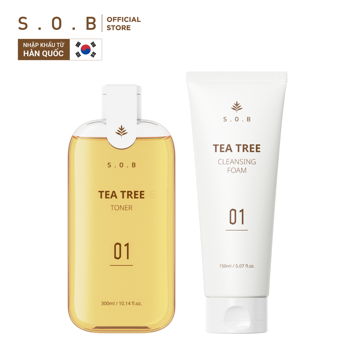 Combo sạch sâu S.O.B - toner cấp ẩm sáng da 300ml và sữa rửa mặt sạch mụn mờ thâm 150ml