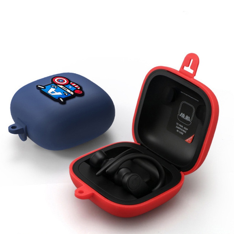 Vỏ bao silicon hoạt hình siêu nhân bảo vệ tai nghe Apple Powerbeats Pro chống sốc, chống bám bẩn có kèm móc gắn (không gồm tai nghe)