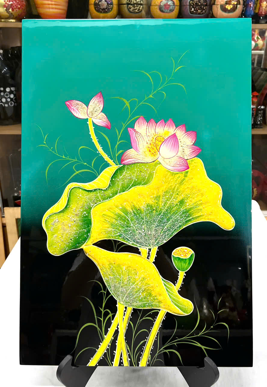 Tranh Sơn Mài - HOA SEN | Size 40x60 cm | Thanh Tịnh – Trang Nhã – Nghệ Thuật Truyền Thống