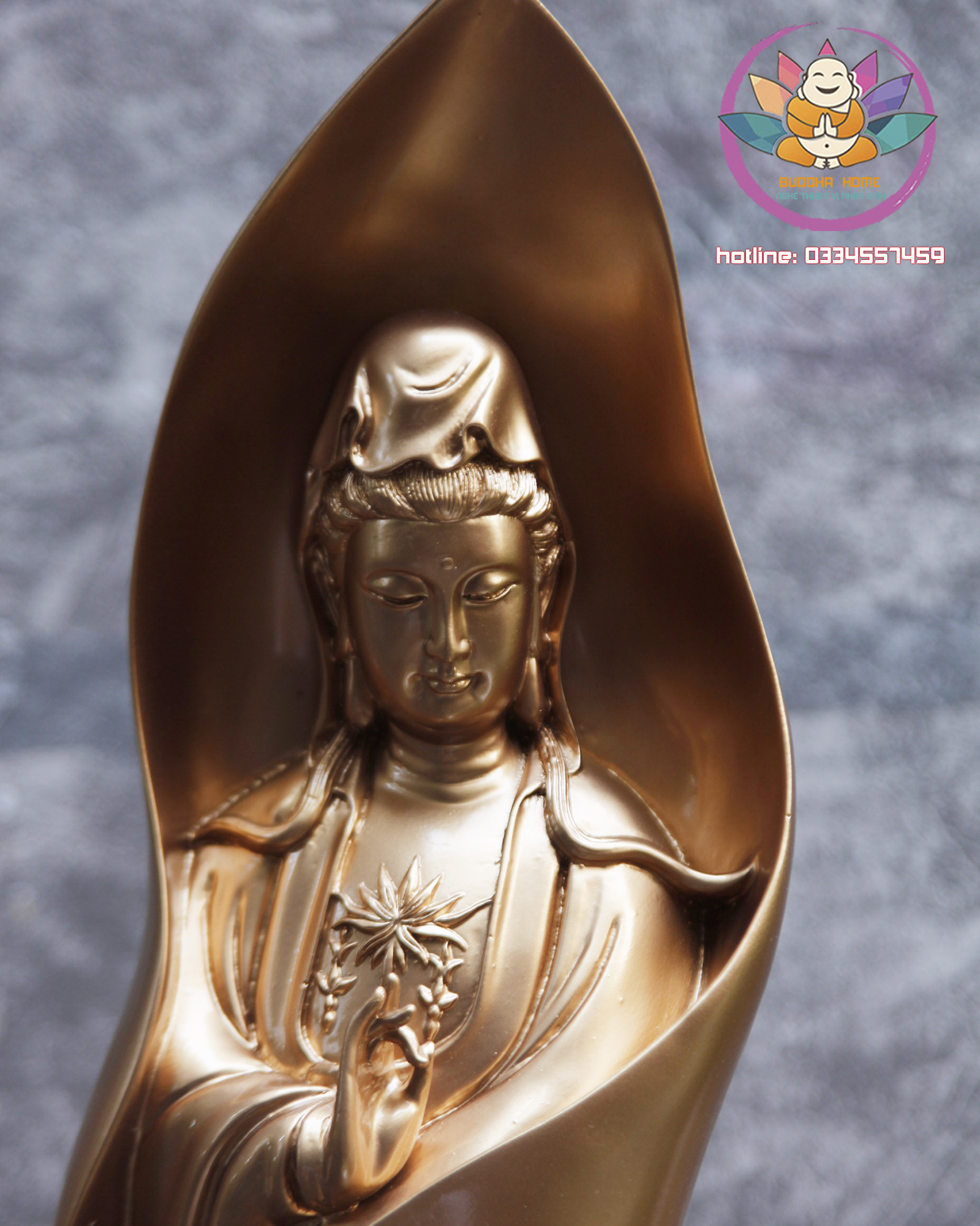 Tượng Quan Âm cao 46cm trang trí nội thất nhà cửa- phong thủy- thờ cúng
