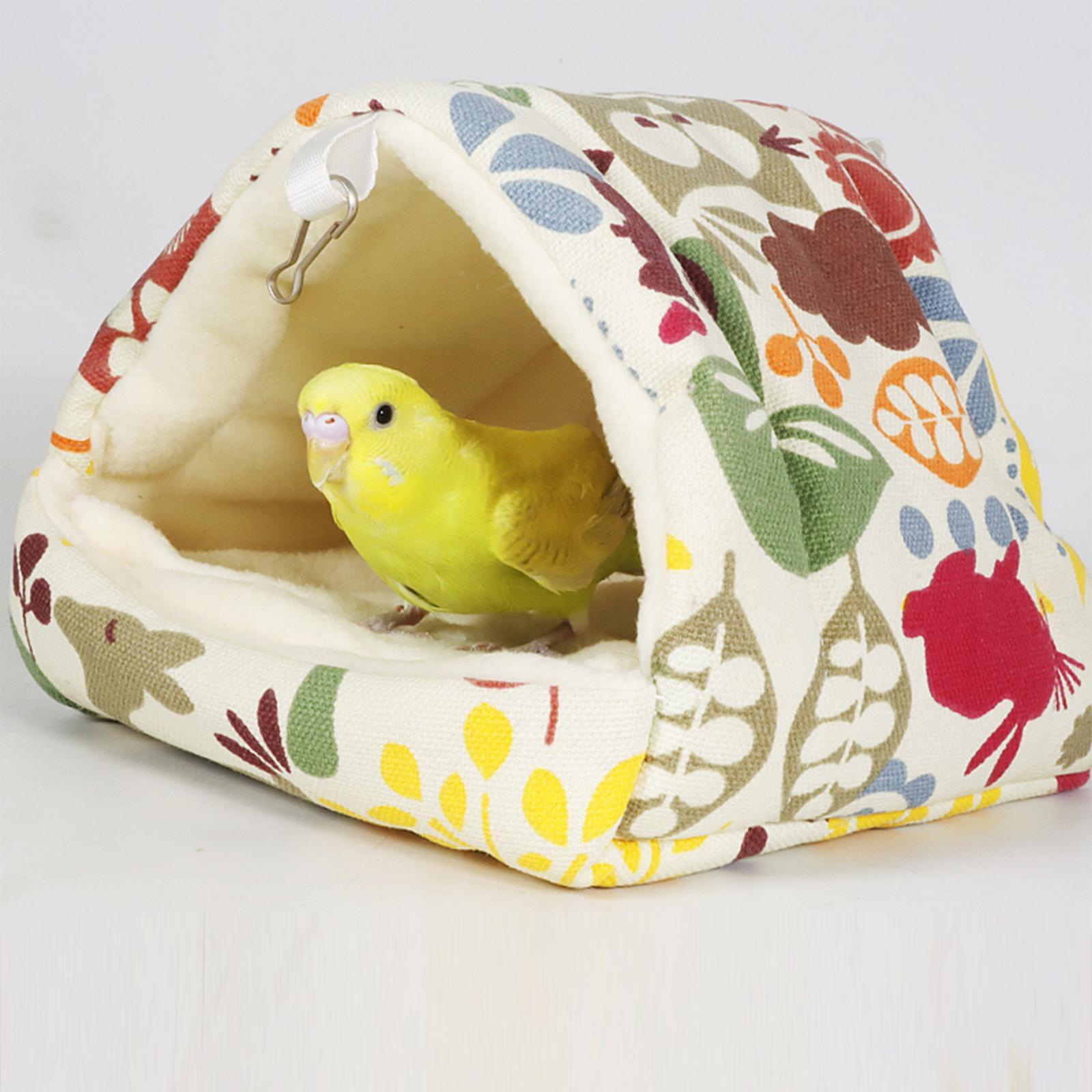 Winter Warm Bird Nest Shed Hut Hanging Hammock Finch Cage Plush Hut Hideaway for Macaw Budgies Parakeet Cockatiels Cockatoo Lovebird